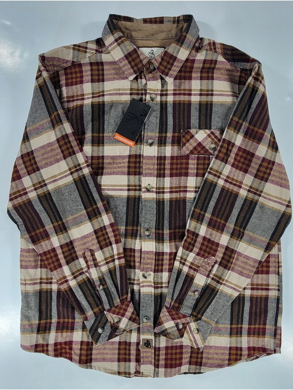 NEW Legendary Whitetails Buck Camp Flannel Shirt Mens Large Brown Red Cotton NWT